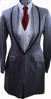Day Coat Frierson Silver Diamond Sheen with Black Collar