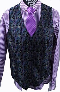 Vest Show Season Black, Aqua, Pink, Gold Paisley Vest