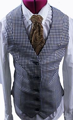 Vest Custom Navy and Cream Glenplaid with Rust Windowpane