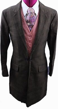 Day Suit Saddleseat Connection Brown with Peach and Pink Glenplaid