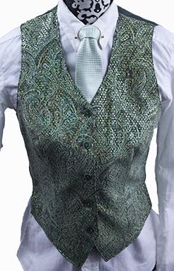 Vest Show Season Sage Sparkle Brocade