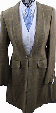 Day Coat Marsha DeArriaga Tan with Purple/Sage/Gold/Orange Windowpane