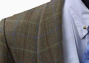 Day Coat Marsha DeArriaga Tan with Purple/Sage/Gold/Orange Windowpane