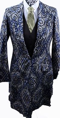 Day Coat Frierson Blue/Navy/Tan Brocade