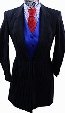 Day Suit Marsha DeArriaga Black Shadow Stripe with Blue Pinstripe