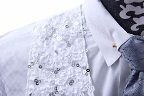 Vest MRC White and Silver Sequin Brocade