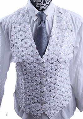 Vest MRC White and Silver Sequin Brocade