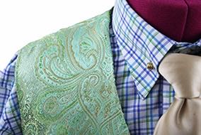 Vest Custom Lime and Gold Brocade