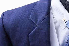 Day Suit Carl Meyers Navy with Maroon and Aqua Pinstripe