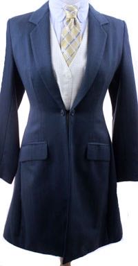 Day Suit, Marsha, Dark Teal with Blue Stripe