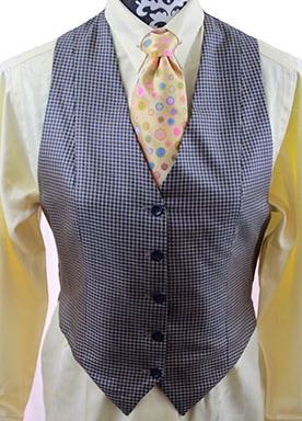 Vest Linda Weber Navy and Gold Houndstooth