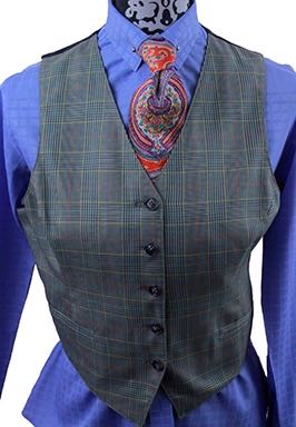 Vest Carl Meyers Sage/Yellow/Blue Glenplaid