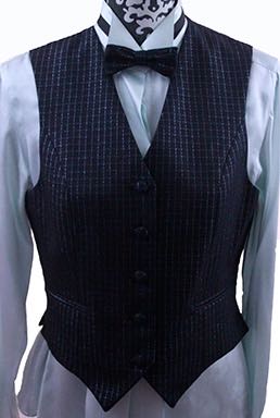 Vest Marsha DeArriaga Black with Aqua Metallic Box Check