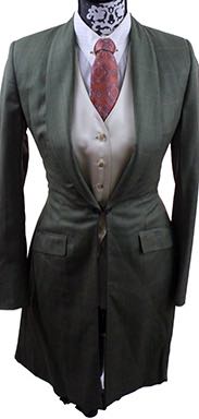Day Coat Becker Brothers Olive Herringbone with Green and Gold Windowpane