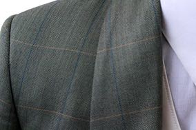 Day Coat Becker Brothers Olive Herringbone with Green and Gold Windowpane