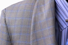Day Coat DeRegnaucourt Tan with Blue Windowpane