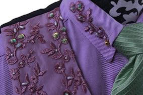 Shirt/Vest/Tie Combo Show Season Lavender Applique Brocade