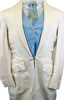 Cream Tone on Tone Box Pattern Day Coat- DeRegnaucourt