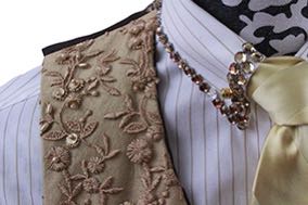 Shirt Show Season Tan Stripe and Crystal Collar
