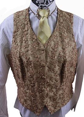 Vest Show Season Tan Beaded Brocade