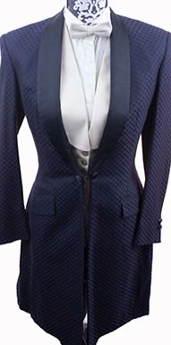 Formal Coat Custom Navy and Black Pattern with Satin Shawl