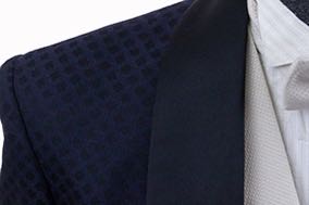 Formal Coat Custom Navy and Black Pattern with Satin Shawl