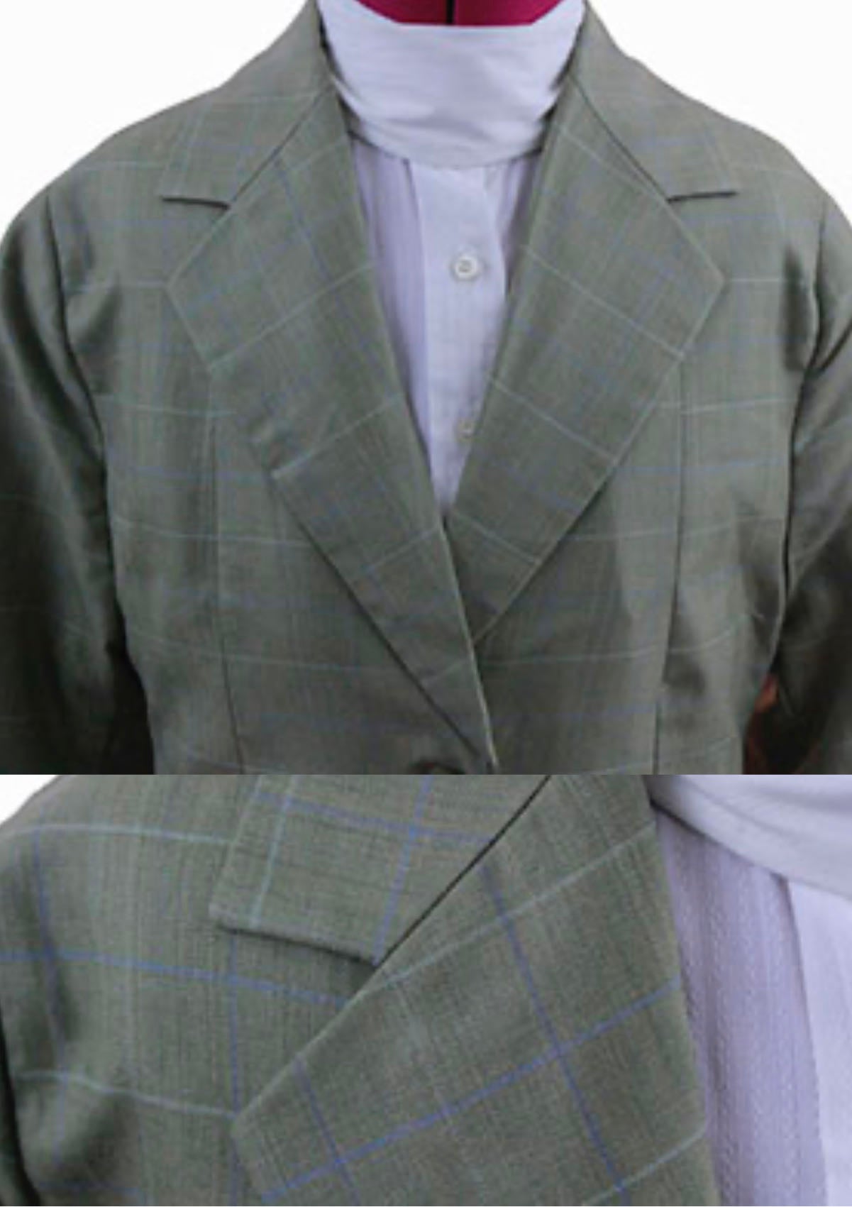 Hunt Coat Marsha DeArriaga Sage with Blue and Cream Windowpane
