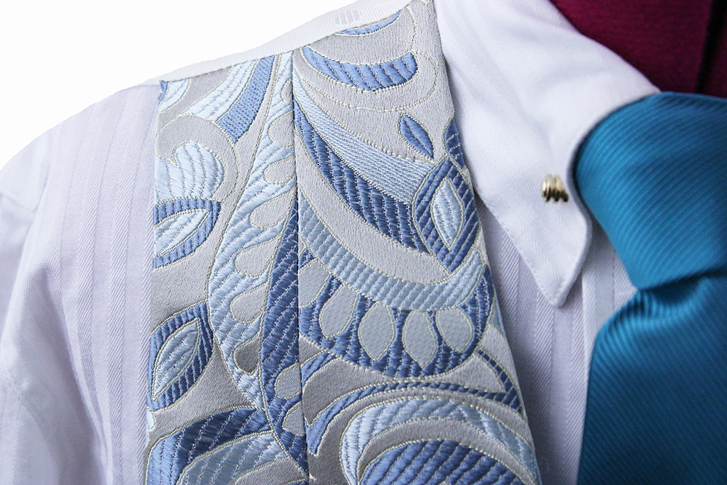 Brand New! Chavez Blue and Taupe Brocade