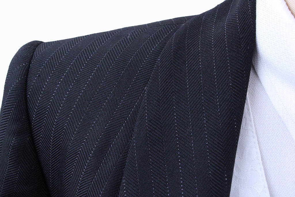 Day Coat Becker Brothers Black with Glitter Pinstripe