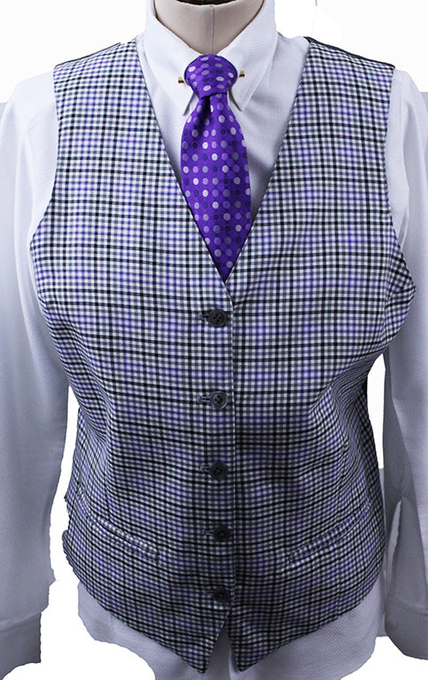 Vest Becker Brothers Steel Glenplaid with Purple Windowpane