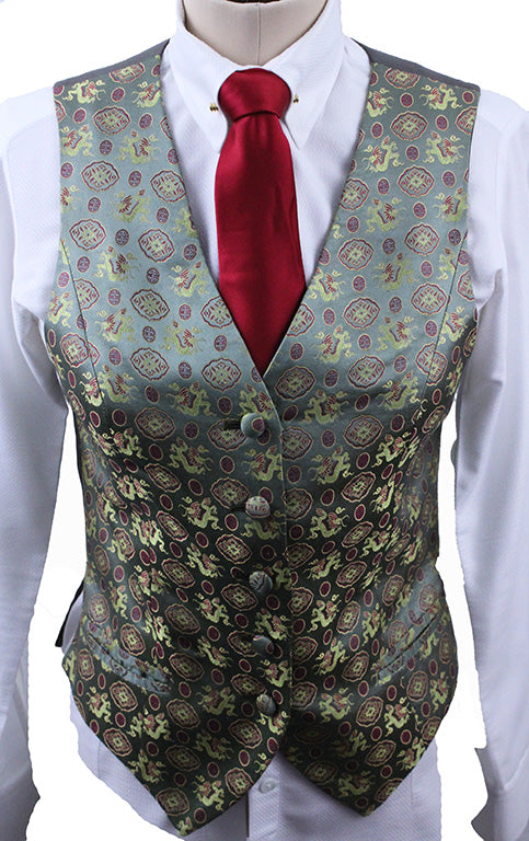 Vest Marsha DeArriaga Sage and Rose Dragon Brocade