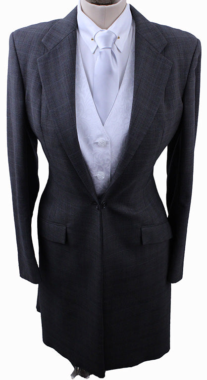 Day Suit Chavez Grey Glenplaid with Maroon Windowpane