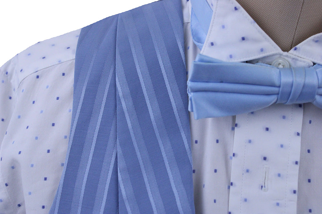 Formal Set Becker Brothers Blue Sheen Stripe and Dot Shirt