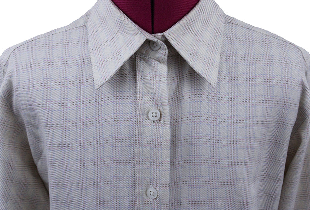 Shirt Custom Tan with Pink, Blue, and Maroon Windowpane
