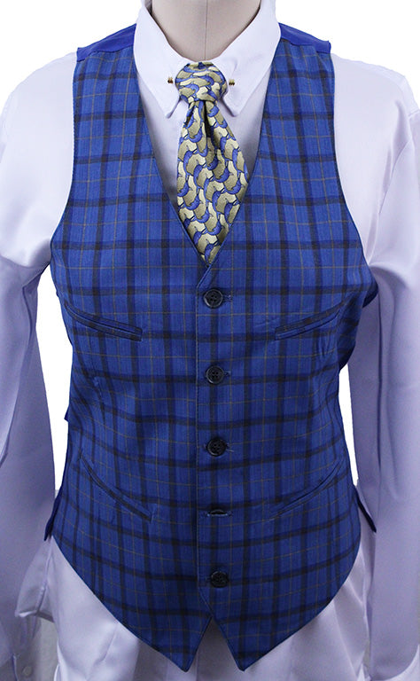 BRAND NEW! Becker Brothers Men's Blue with Brown and Gold Plaid Vest