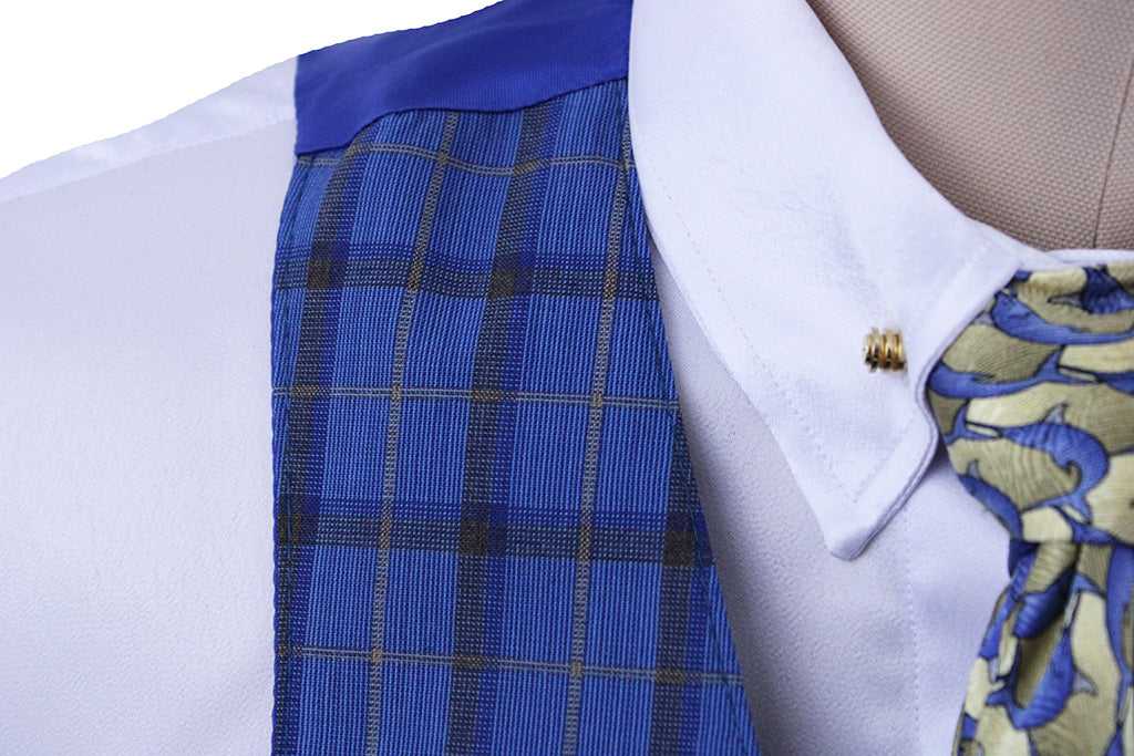 BRAND NEW! Becker Brothers Men's Blue with Brown and Gold Plaid Vest