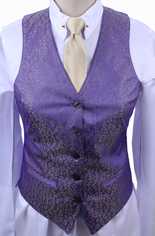 BRAND NEW! Becker Brothers Purple and Gold Paisley Brocade Vest