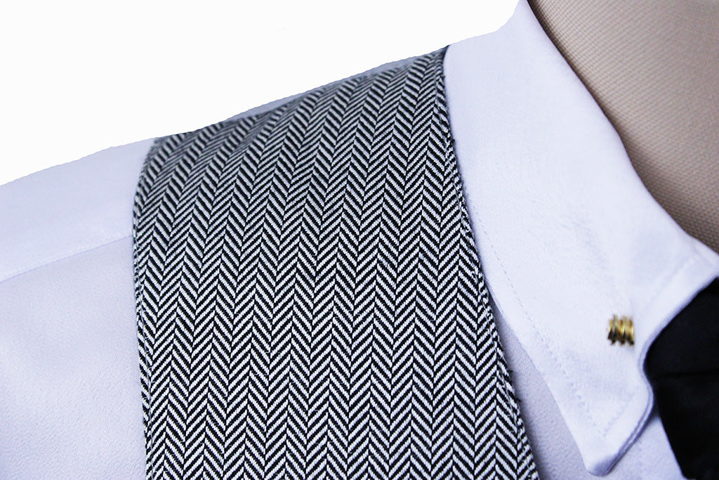 BRAND NEW! Becker Brothers Silver and Black Herringbone Vest