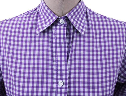 Shirt Becker Brother Purple and White Gingham