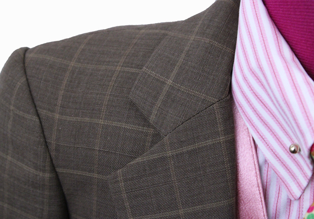 Day Suit DeRegnaucourt Taupe with Gold Windowpane