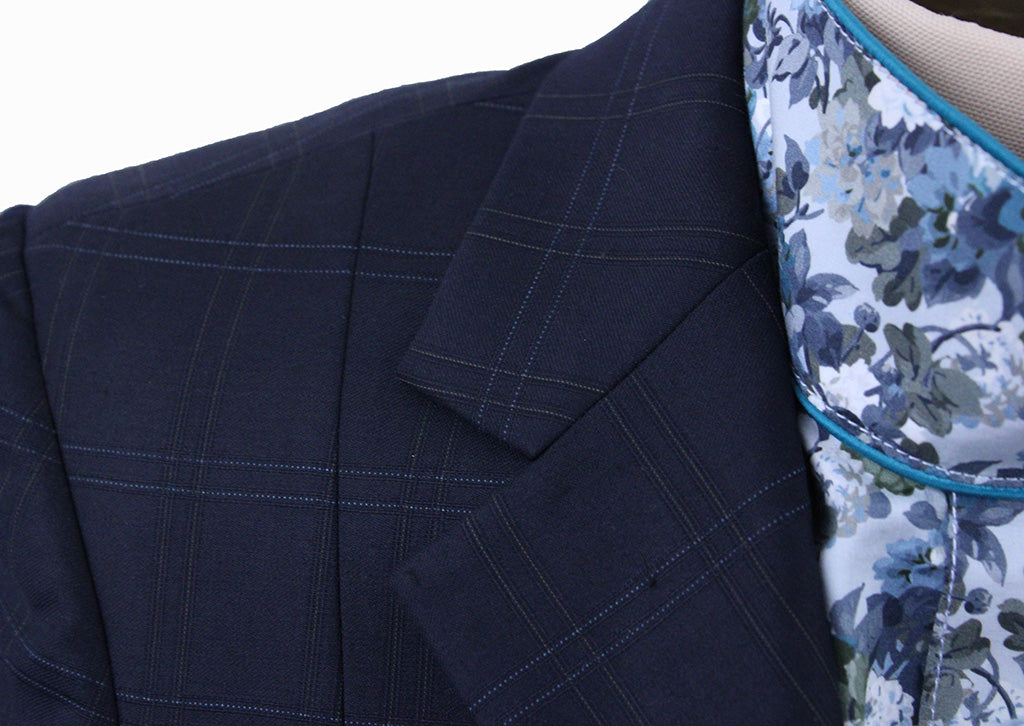 DeRegnaucourt Court Hunt Jacket Navy Windowpane