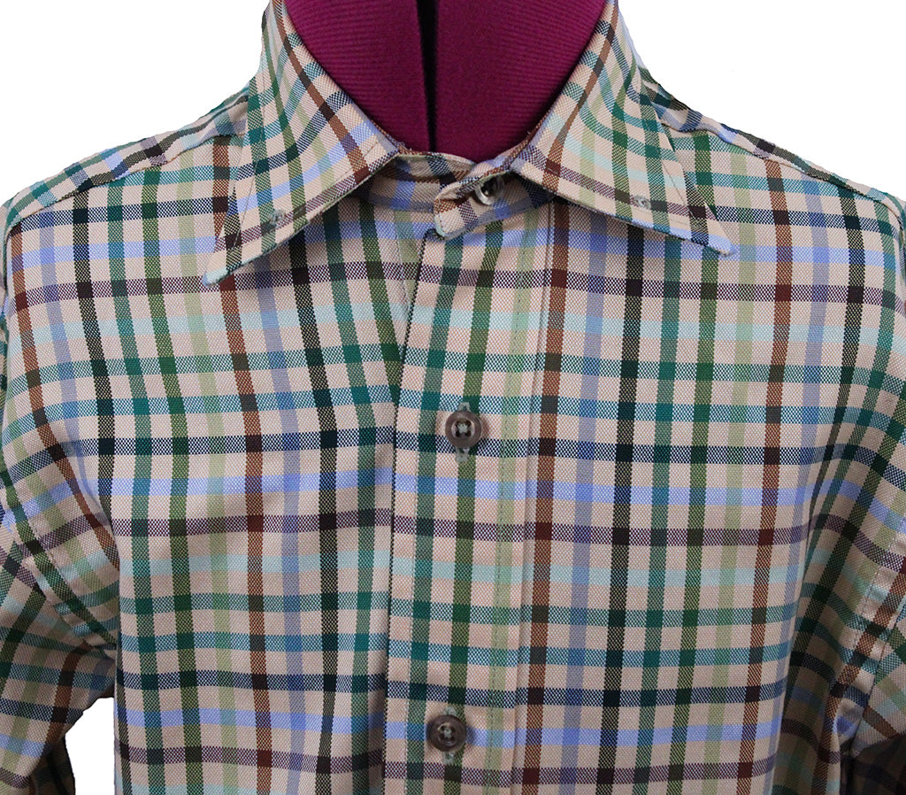 Shirt Becker Brothers Peach, Green, and Blue Plaid