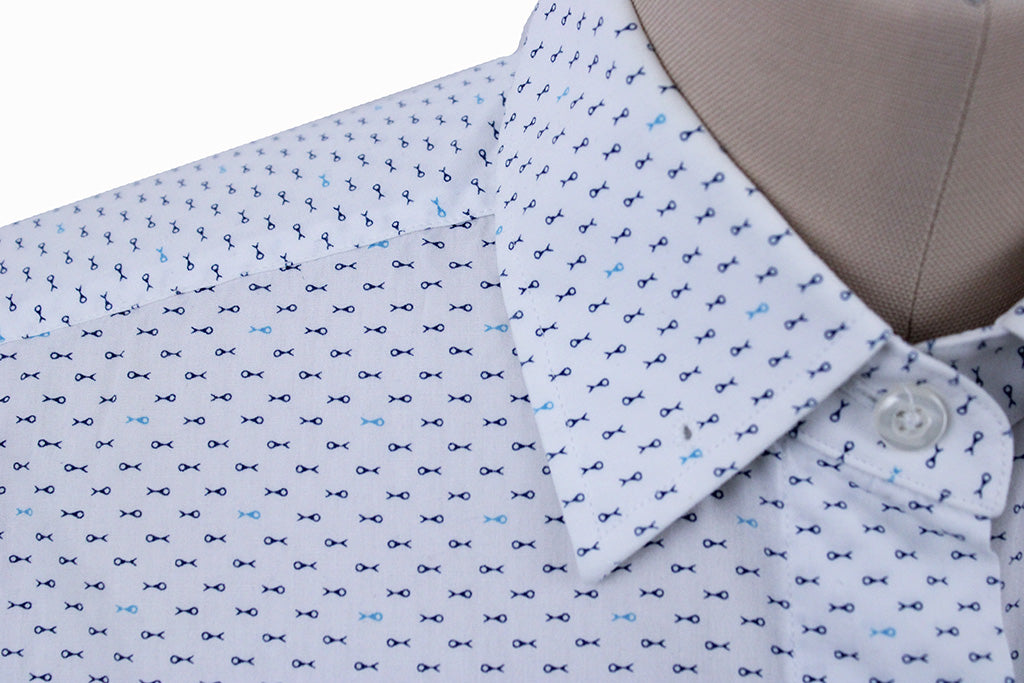 Shirt DeRegnaucourt White with Blue Fish