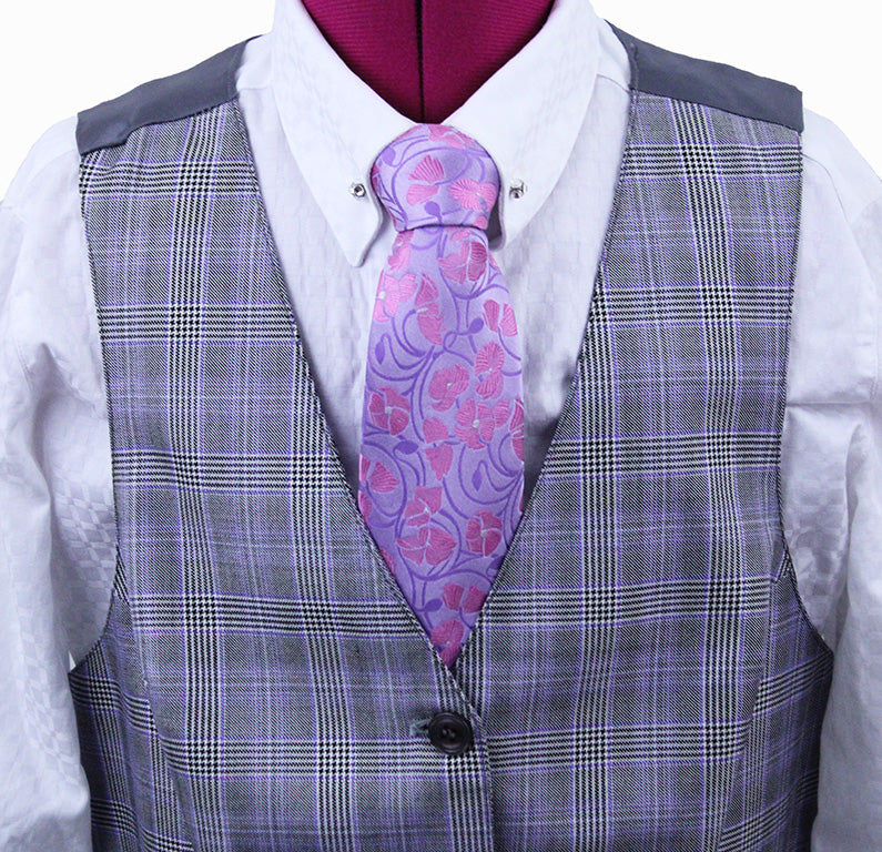 Vest Becker Brothers Silver Glenplaid with Purple WIndowpane