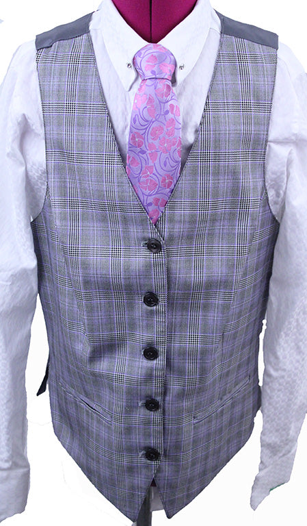 Vest Becker Brothers Silver Glenplaid with Purple WIndowpane