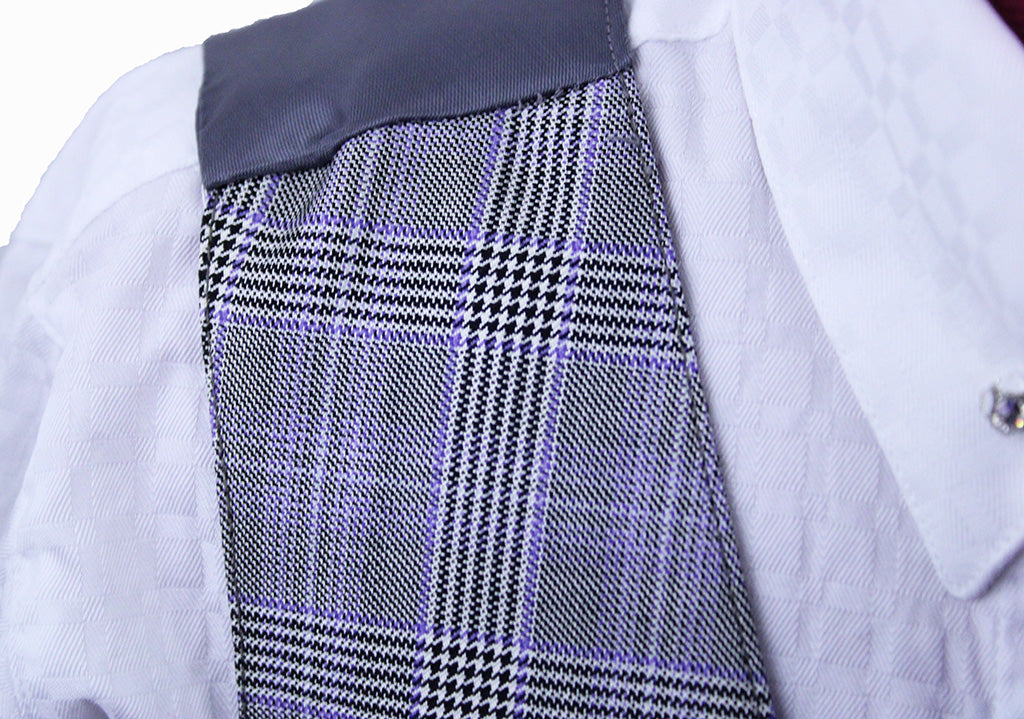 Vest Becker Brothers Silver Glenplaid with Purple WIndowpane