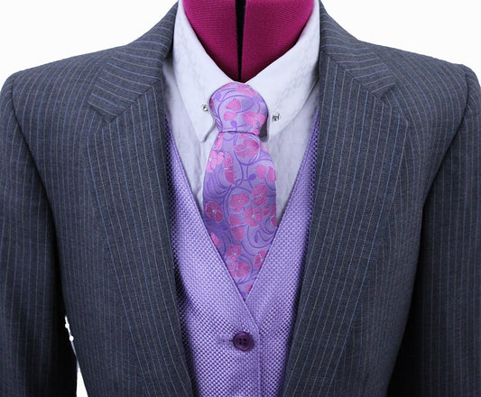 Day Suit Becker Brothers Grey with Pink, Purple, and Blue Pinstripe
