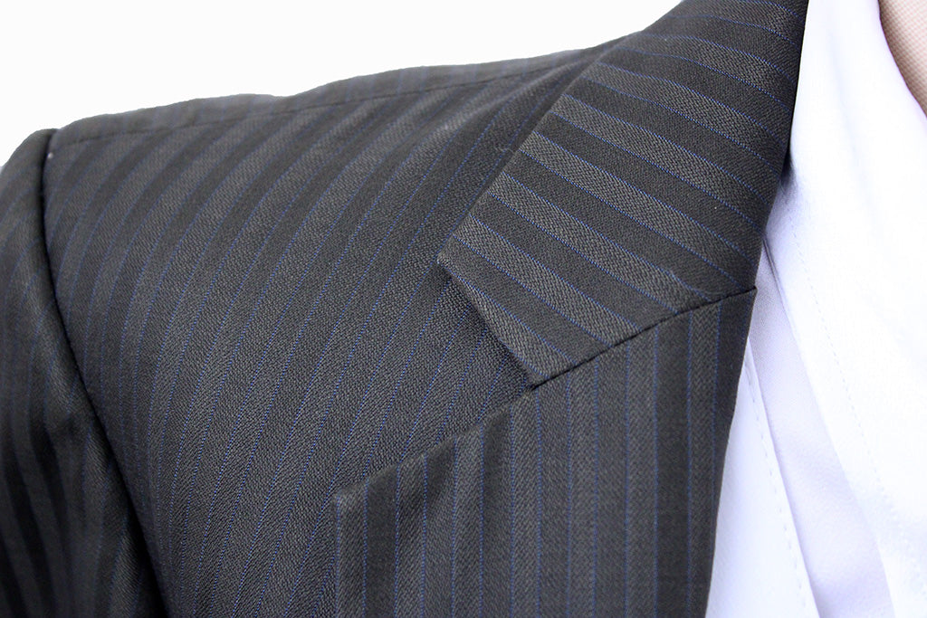 Day Suit DeRegnaucourt Brown Shadow Stripe with Aqua Pinstripe