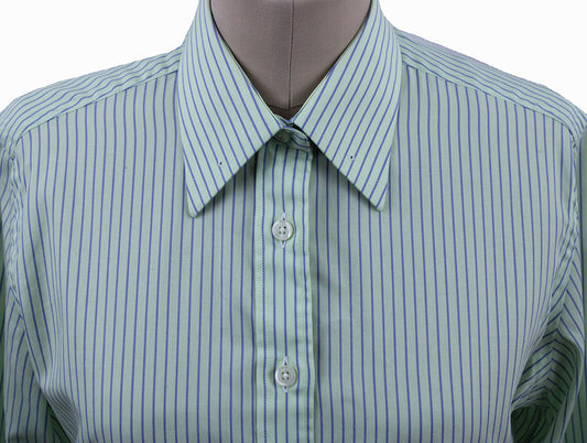 Shirt Custom Cloths Corp Lime Green with Blue Pinstripe