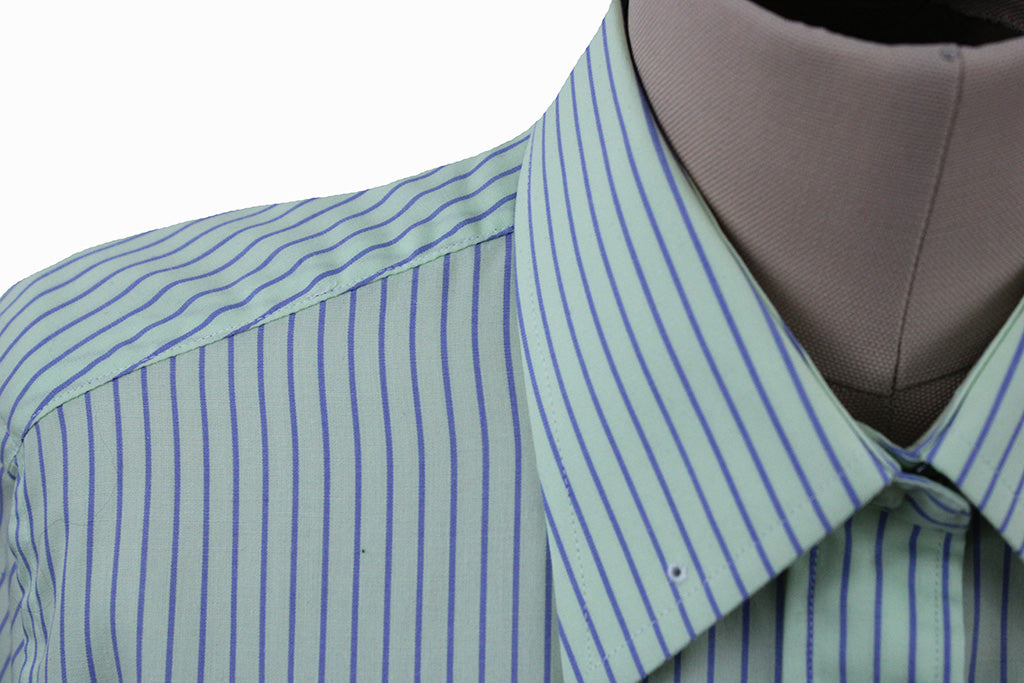 Shirt Custom Cloths Corp Lime Green with Blue Pinstripe